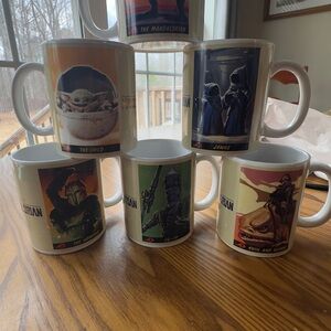 6 Star Wars Mandalorian Mug Collection - White and Multicolor